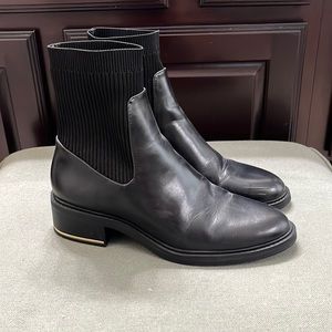 Zara Low Heel Sock Boots - Gold Trim